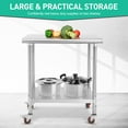 thumbnail image 3 of Table de Travail en Acier Inoxydable, Table de Préparation des Aliments 30x24x35 Pouces avec Roulettes, Poste de Travail Commercial pour Cuisine, Restaurant, Garage, Argent, 3 of 8