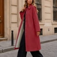 thumbnail image 6 of SHENGXINY Women's Long Button Trench Coat Lapel Lined Kneee Length Long Sleeve Windproof Outwears Casual Jacket for Work Daily Wear Fall Winter Wine XL, 6 of 9