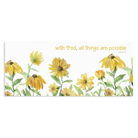 Stupell Industries Farmhouse With God Proverb & Daisies Canvas Art, 24 x 10, by Lanie Loreth