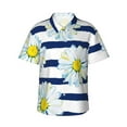 thumbnail image 1 of Fotbe Daisy Striped Nautical Camisa Hawaiana para Hombre Unisex – Camisa Casual de Verano con Botones de Manga Corta de Algodón y Lino,Small, 1 of 7