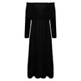 thumbnail image 6 of Lilgiuy Women?s Solid Color Slash-Neck Long Sleeve Lace Stitching Long Dress, 6 of 6