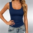 thumbnail image 2 of MDUKONU Womens Sleeveless Scoop Neck Tank Top Ribbed Fitted Summer Basic Slim Cute Tops 2026 Size: L Dark Blue, 2 of 4