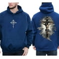 thumbnail image 4 of Vintage Jesus Graphic Double Sided Hoodie – Gothic Christian Streetwear Pullover, Faith Based Religious Hoodie for Men and Women, 4 of 7