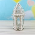 thumbnail image 3 of Decorative Lantern, Moroccan Lantern, Glass Hurricane Candle Holder, 14 In, Vintage Candle Holder, Metal Candle Holder, Candle Sticks Holder Decor, Living Room Accents, Off White,, 3 of 6