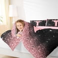 thumbnail image 3 of Manfei Girls Pink Letter Monogrammed T Twin Bedding Sets 7-Piece,Kids Teens Ribbon Bow Knot Glitter Print Bedding Comforter Set,Pink Reversible,Super Cozy Room Decor, 3 of 7