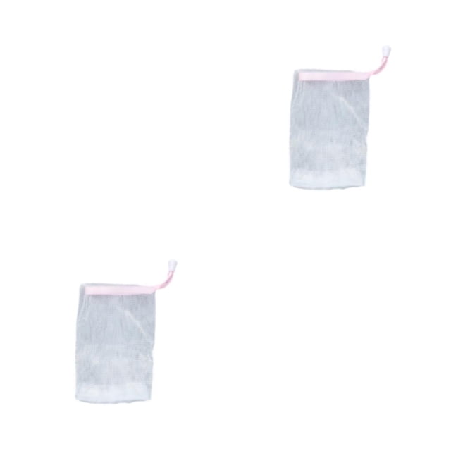 Yuarrent Bolsas de jabón Limpiador facial Baño corporal Herramienta de limpieza de la piel facial de red de burbujas Bolsa de espuma hecha a Rosa 2Conjunto