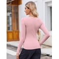 thumbnail image 4 of Zeagoo Long Sleeve Top Dress Shirt Fitted Square Neck Rib Knit T Shirts Casual Basic Soft Undershirt Clothes, 4 of 6