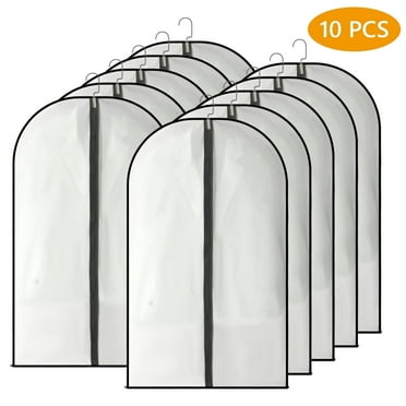Kakalote Clear Garment Bags - 10 Pack Plastic Clothes Covers For Storage & Travel (90x60cm)