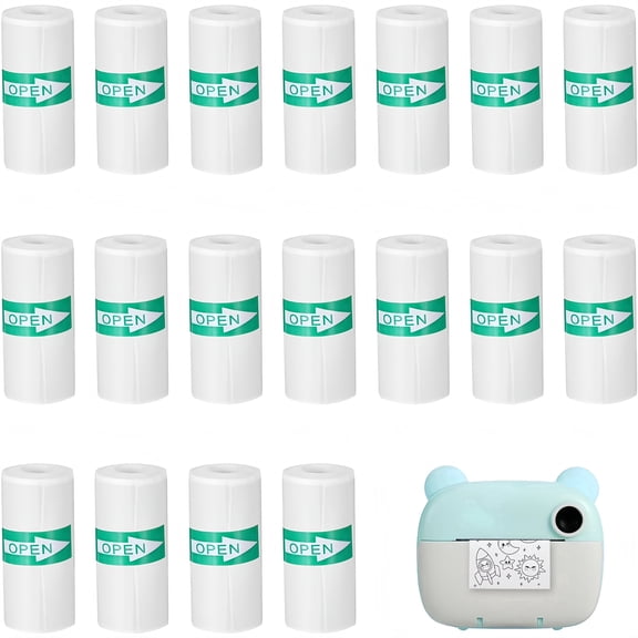 18 Rolls Mini Thermal Sticker Paper, Self Adhesive Refill 57 x 25 mm, White, Compatible with Most Pocket Bluetooth Printers
