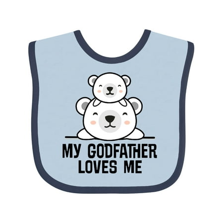 

Inktastic My Godfather Loves Me Godson Bear Gift Baby Boy or Baby Girl Bib