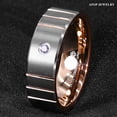 thumbnail image 7 of Tungsten Rings for Men Wedding Bands for Him Womens Wedding Bands for Her 8mm Brushed Silver Rose Gold Diamond, 7 of 7