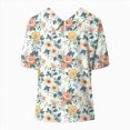 thumbnail image 5 of TOWMUS Floral Summer Tops Blouses Women's Summer Lapel Print Cotton and Linen Top Shirts for Women Linen Ladies Blouses White, 5 of 5
