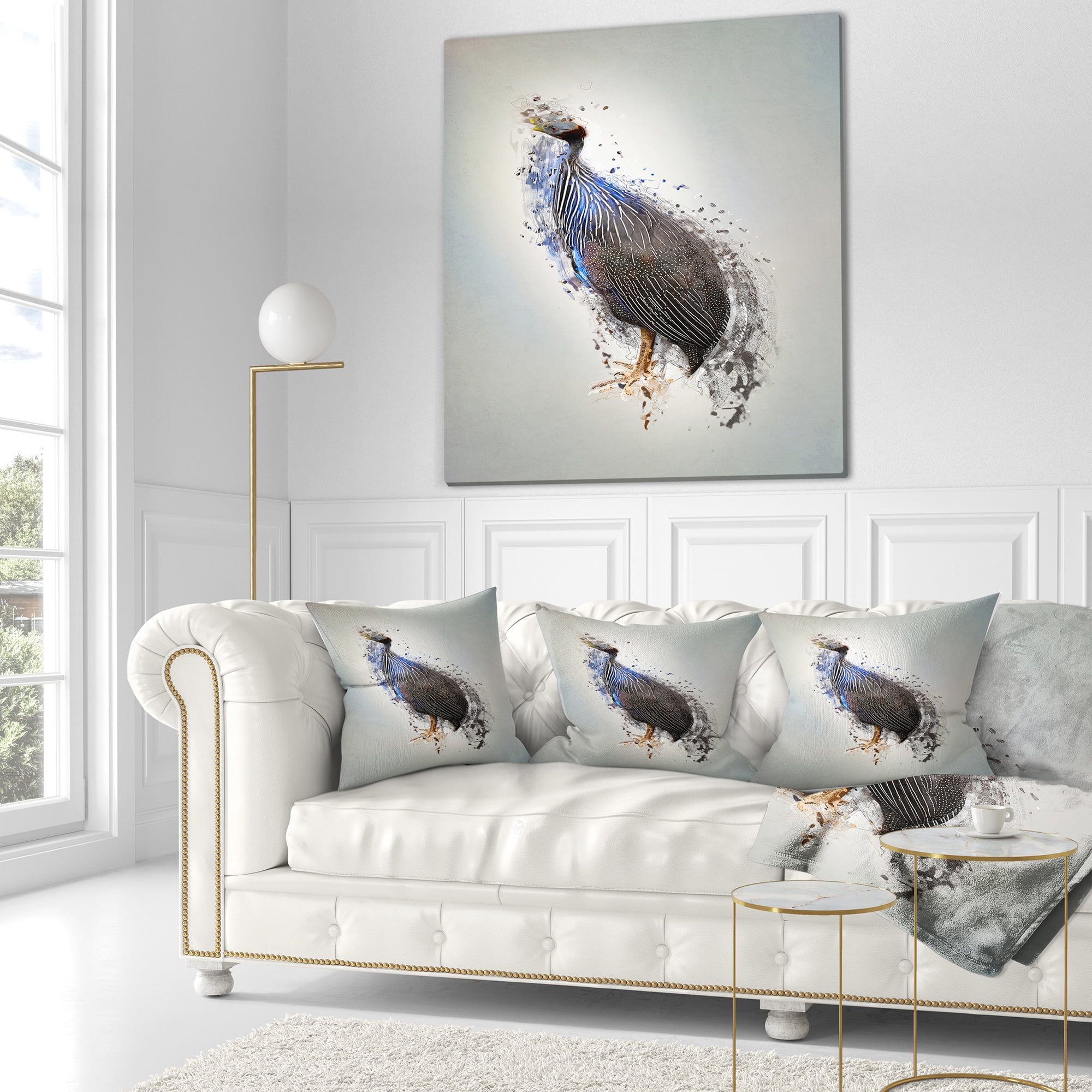 Designart Guinea Fowl Abstract Design - Animal Throw Pillow - 18x18