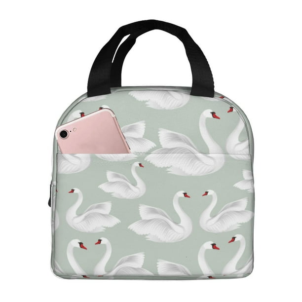Easygdp White Birds Bolsa Térmica Premium - Tela Oxford Impermeable, Gran Capacidad, Bolsillo Frontal, Unisex para Trabajo, Escuela, Actividades al Aire Libre y Picnics