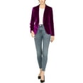 thumbnail image 3 of INSPIRE CHIC Women's Velvet Blazer Solid Color Shawl Collar One Button Wear-to-Work Suit Jacket XL Violet Purple, 3 of 7