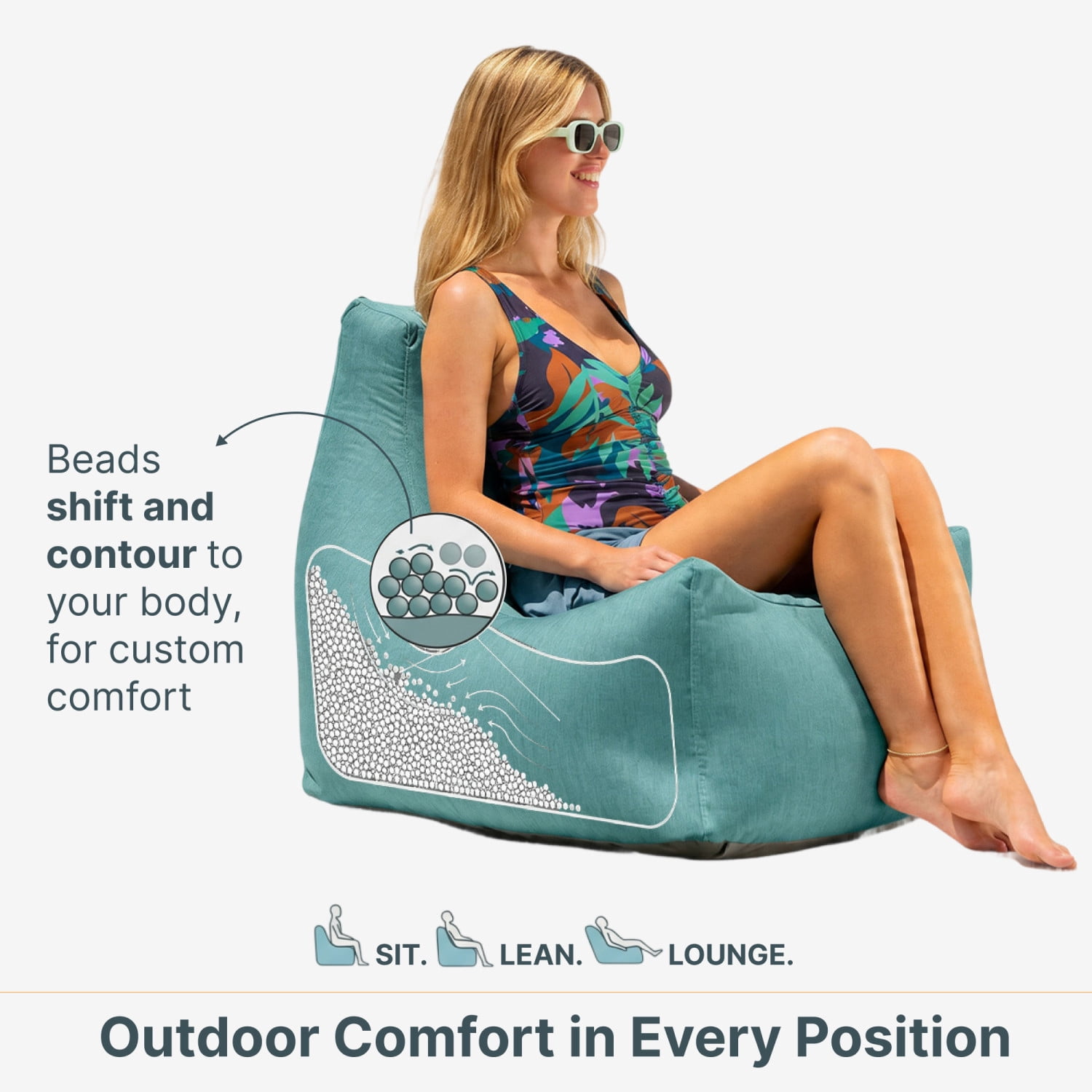 Jaxx Juniper Outdoor Bean Bag Patio Chair & Poolside Lounge, Breeze
