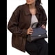 thumbnail image 2 of Chaleco Informal de Color Liso con Solapa y Botones para Mujer, Larga, Estilo Casual Color Café L, 2 of 9