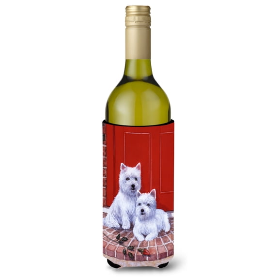 Carolines Treasures BDBA0348LITERK Red Door Westies Wine Bottle Beverage Insulator Hugger  Wine Bottle multicolor