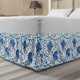 thumbnail image 1 of Oriental Bed Skirt, Print of Middle Eastern Style Inspired Curved Flower Branches Ceramic Art Like, Elastic Bedskirt Dust Ruffle Wrap Around for Bedding Decor, 4 Sizes, Blue Indigo, by Ambesonne, 1 of 2