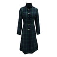 thumbnail image 4 of LangJing Women's Elegant Plaid Wool Long Pea Coat Single Breasted Long Sleeve Overcoat Fall Winter Warm Trench Coat with Pockets Green,M, 4 of 5