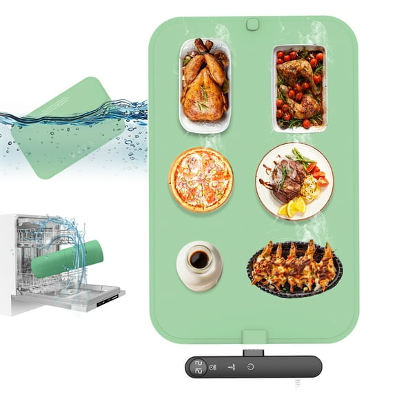 Electric Warming Tray, Silicone Heating Mat for Food, NTC Sensor Dual Protection,1-6Hr Auto Off, Silicone Integrated Process,IPX6 Waterproof Dishwasher Safe for Parties and Daily
