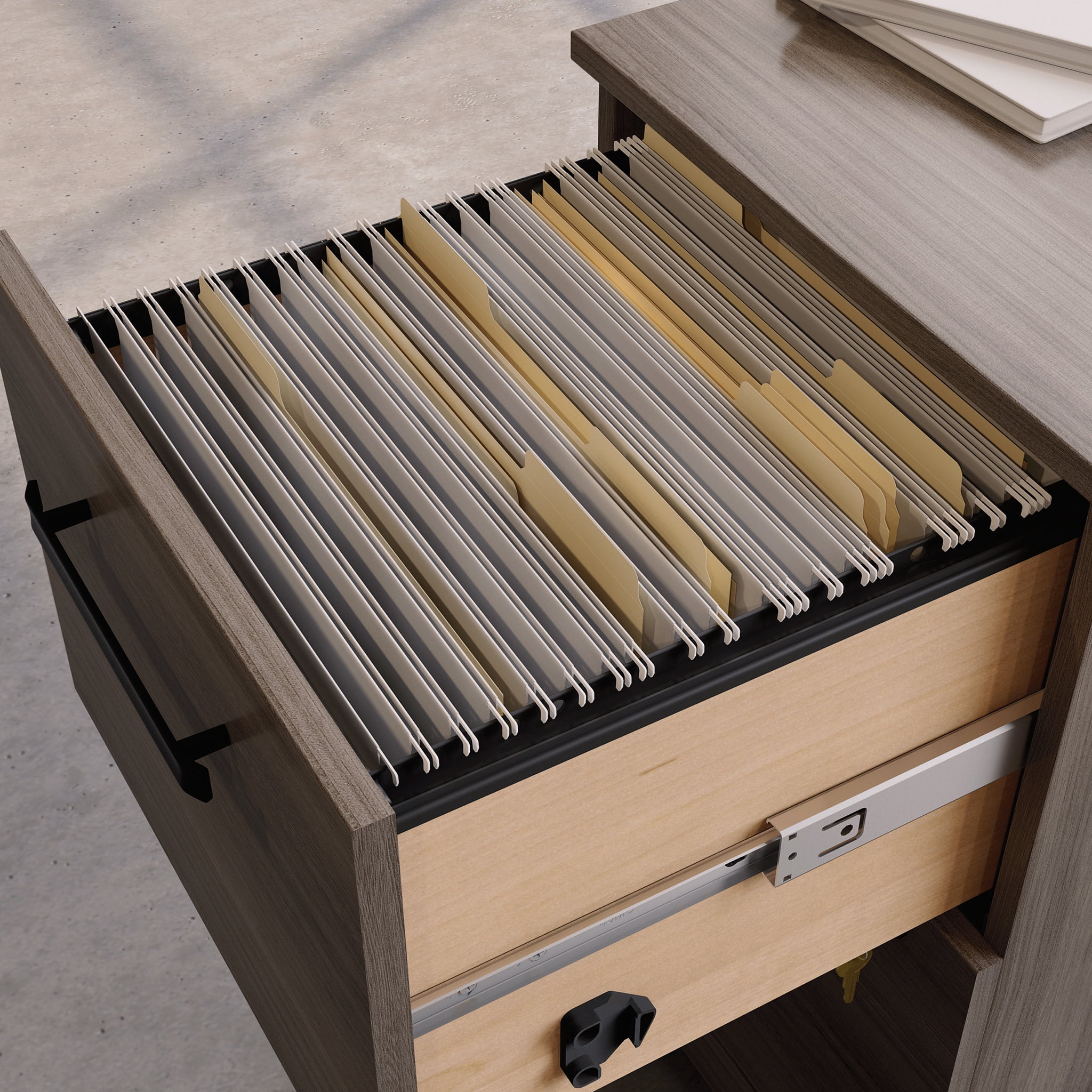 Sauder Affirm Engineered Wood 2-Drawer Mobile Filing Cabinet in Hudson Elm/Brown
