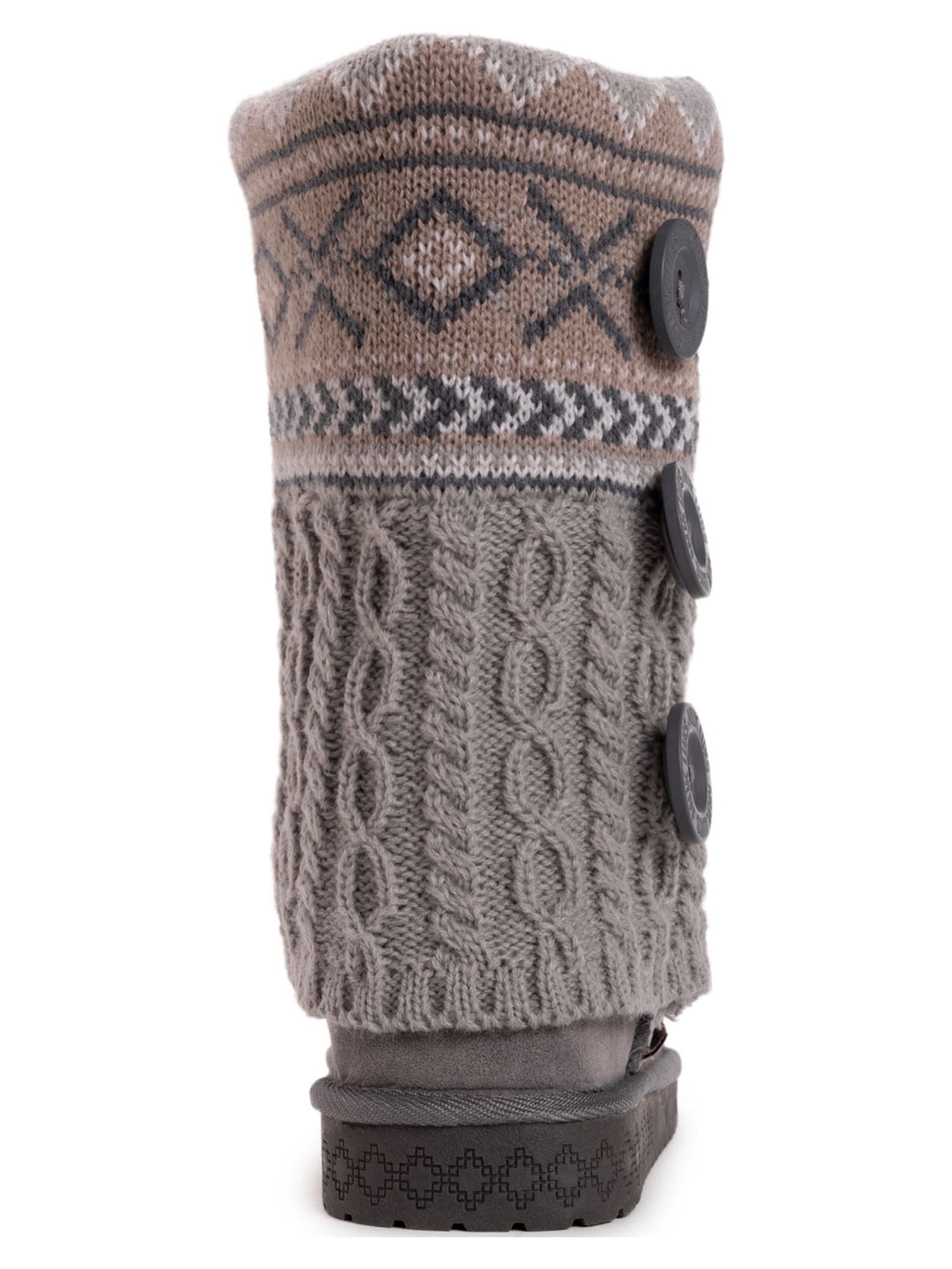 Muk Luks Women's Cheryl Faux Fur Lined Side Button Pattern Knit Boots, Wide Width Available