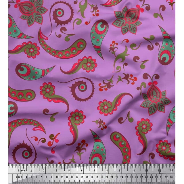 Soimoi Poly Georgette Fabric Artistic Paisley Decor Fabric Printed Yard 42 Inch Wide