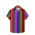 thumbnail image 2 of ZQUUVOU Men's T-Shirt Stripe Casual Short Sleeve Turndown Collar Button Shirt (F-Multicolor,2XL), 2 of 5