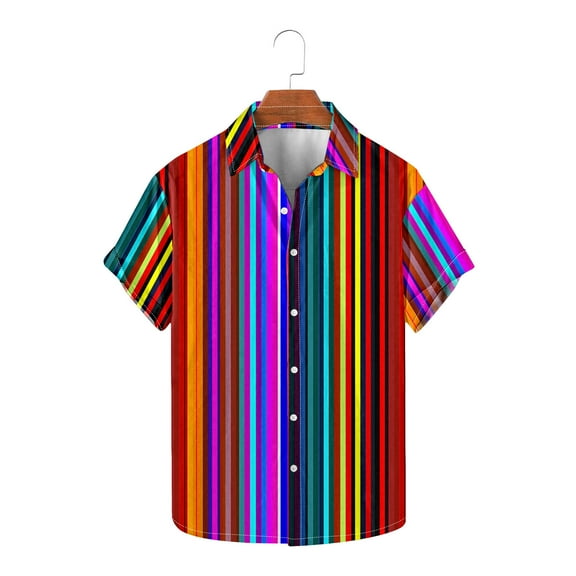 EWASWON Men's Short Sleeve Colorful Striped Crew Neck T-Shirts - Summer Casual Graphic Tees, Multipack Cotton Shirts for Streetwear & Beach,Multicolor,Size 3XL