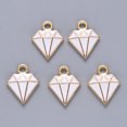 thumbnail image 1 of Alloy Enamel Charms Dimond Light Gold Creamy White 15x11.5x2.5mm Hole: 1.8mm, 1 of 2
