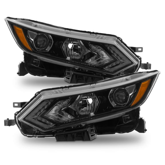 AKKON - Fit 2020 2021 2022 Nissan Rouge Sport 20-22 Halogen Type w/LED DRL Projector Headlights Headlamp OE Style Black Pair Assembly