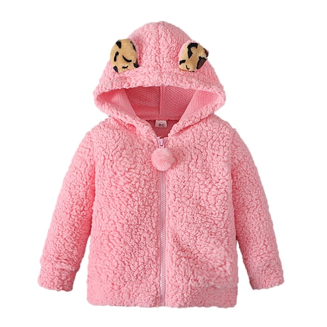 Gibobby Chamarra niñaSuéter cálido para bebés, niños y niñas, abrigo polar de invierno a de viento, Sudadera con capucha gruesa, prendas de vestir cálida(Rosa, 12-18 Meses)