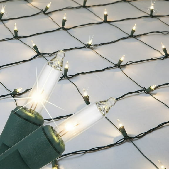 Kringle Traditions Clear Christmas Net Lights with 150 Lamps on Green Wire, 4' x 6'