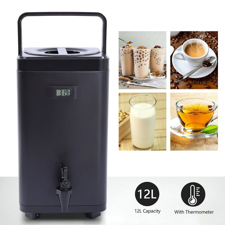 Flkoendmall 12L/3.17Gal Square Beverage Dispenser 24H Warmer Drinks Tea Storage Portable, Size: 24.5*24.5*53.5cm/9.6*9.6*21 inch, Silver