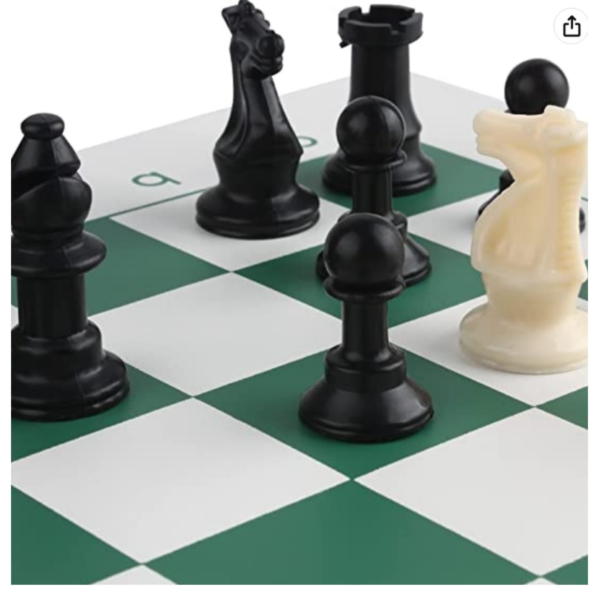 GETORIUM Tournament Chess Set, Portable and Professional Set with Travel Portable Plastic Tube Roll. Plastic Staunton Chess Pieces, Foldable Vinyl Chess Board(13x13 in, Green)