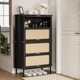 thumbnail image 7 of Shoe Storage Cabinet with 4-Tier Drawers, Natural Rattan Freestanding Wooden Shoe Rack with Metal Leg,Shoe Organizer for Entryway, Hallway, Living Room(Black), 7 of 7