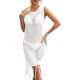thumbnail image 1 of Las mujeres encubrimiento vestido, sin mangas cuello redondo ahuecado ver a través de borlas vestido de playa de verano Nituyy Blusa de punto sin mangas con flecos, 1 of 5