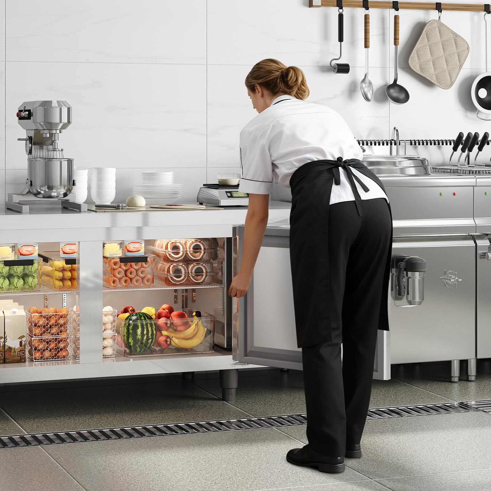 Garvee 60" Commercial Fridge, 15 Cu.ft Stainless Steel Undercounter Refrigerators with 2 Door and LED Display for Restaurant, Kitchen