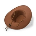 thumbnail image 6 of Cowboy Hat, Sun Hat Faux Felt Leather Suede Travel Cap Western Hat Outdoor Sun Protect Brown, 6 of 7