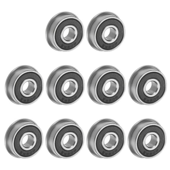 F606-2RS Flanged Ball Bearing 6x17x6mm Double Sealed Chrome Steel Flange Bearings, 10 Packs