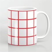 Red Grid Pattern by Coolfunawesometime on Coffee Mug - 11 oz