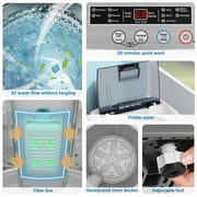 Adnoom Portable Washing Machine, 15.6lbs Fully Automatic Compact Washer, 10 Programs/8 Water Leve Washer and Dryer Combo with Dump Pump, Compact Laundry for Apartment, Dorm