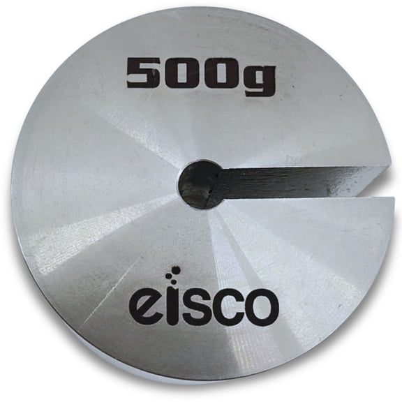 Eisco Labs - 500g (1.1 lb) Stainless Steel Slotted Mass - Durable Precision Weight with 2" Outer Diameter, Slotted for Lab, Physics & Educational Use, Pack of 5