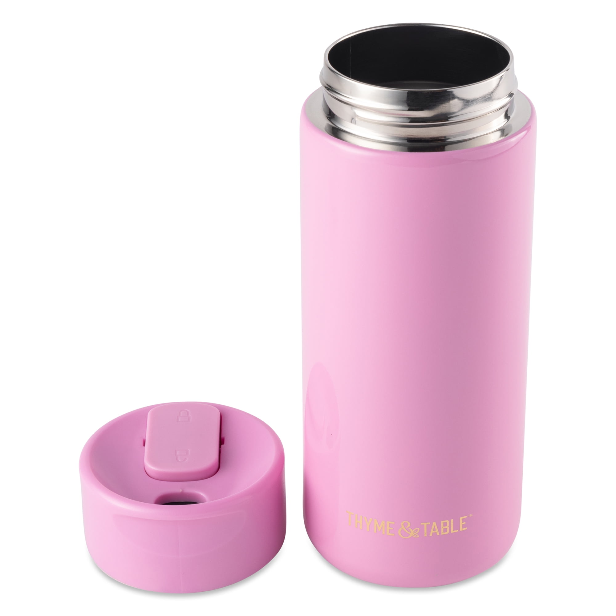Thyme & Table Double Wall Insulated Stainless Steel Coffee Tumbler, 22oz Travel Mug, Pink