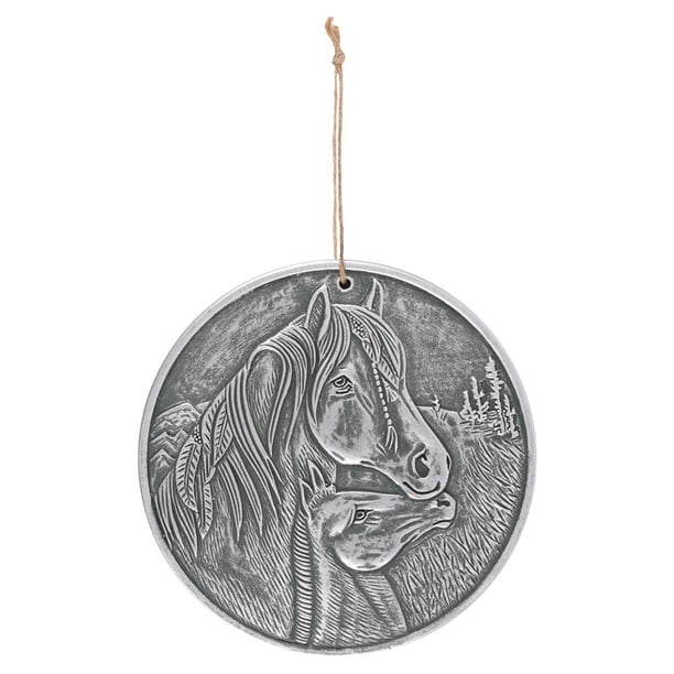 Lisa Parker - Placa de Terracota Apache Diseño Caballo (Plateado)
