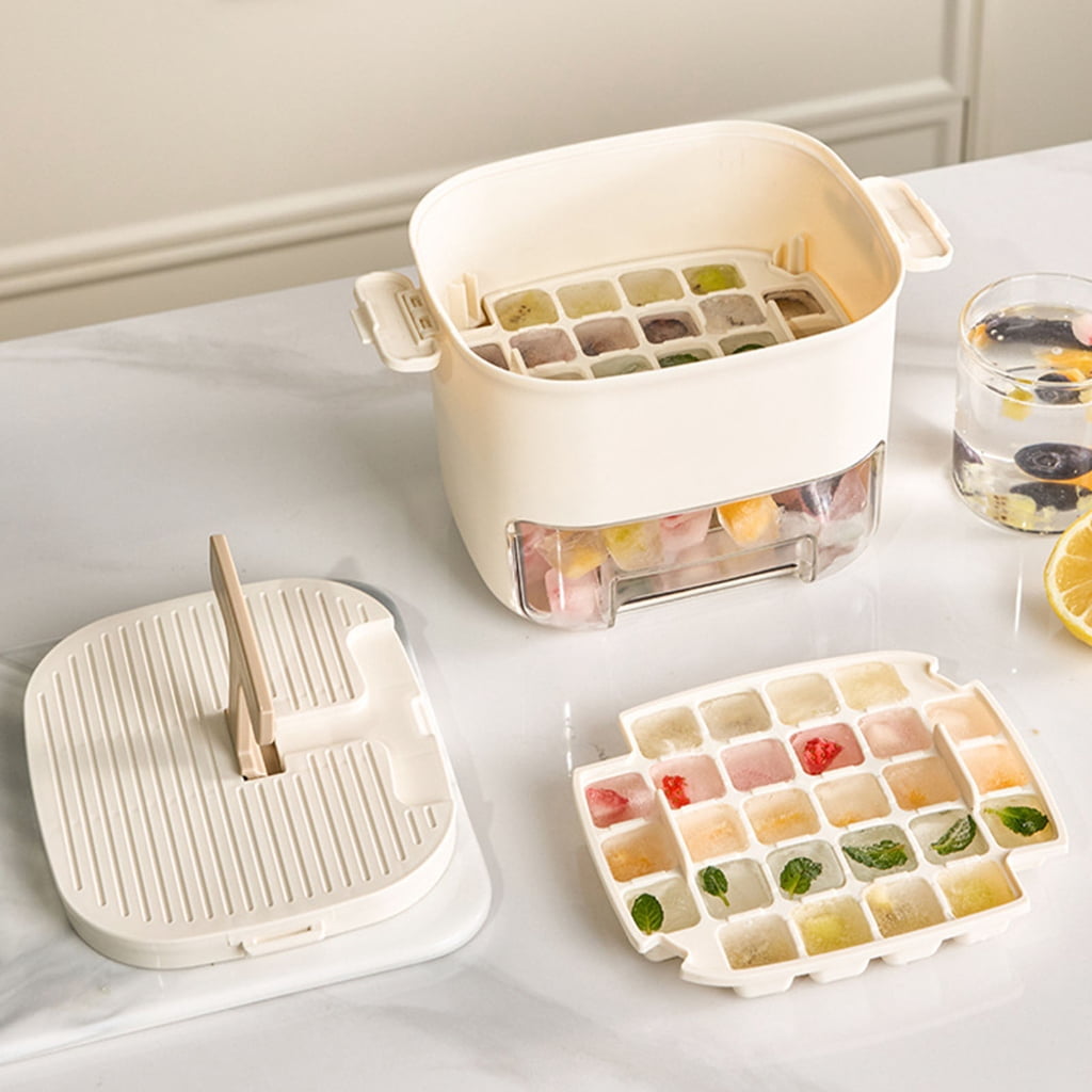 Osdhezcn Drawer Type Ice Cubes Tray With Lid Stackable Freezers Container Ice Cubes Maker For Cocktails Baby Food Storage