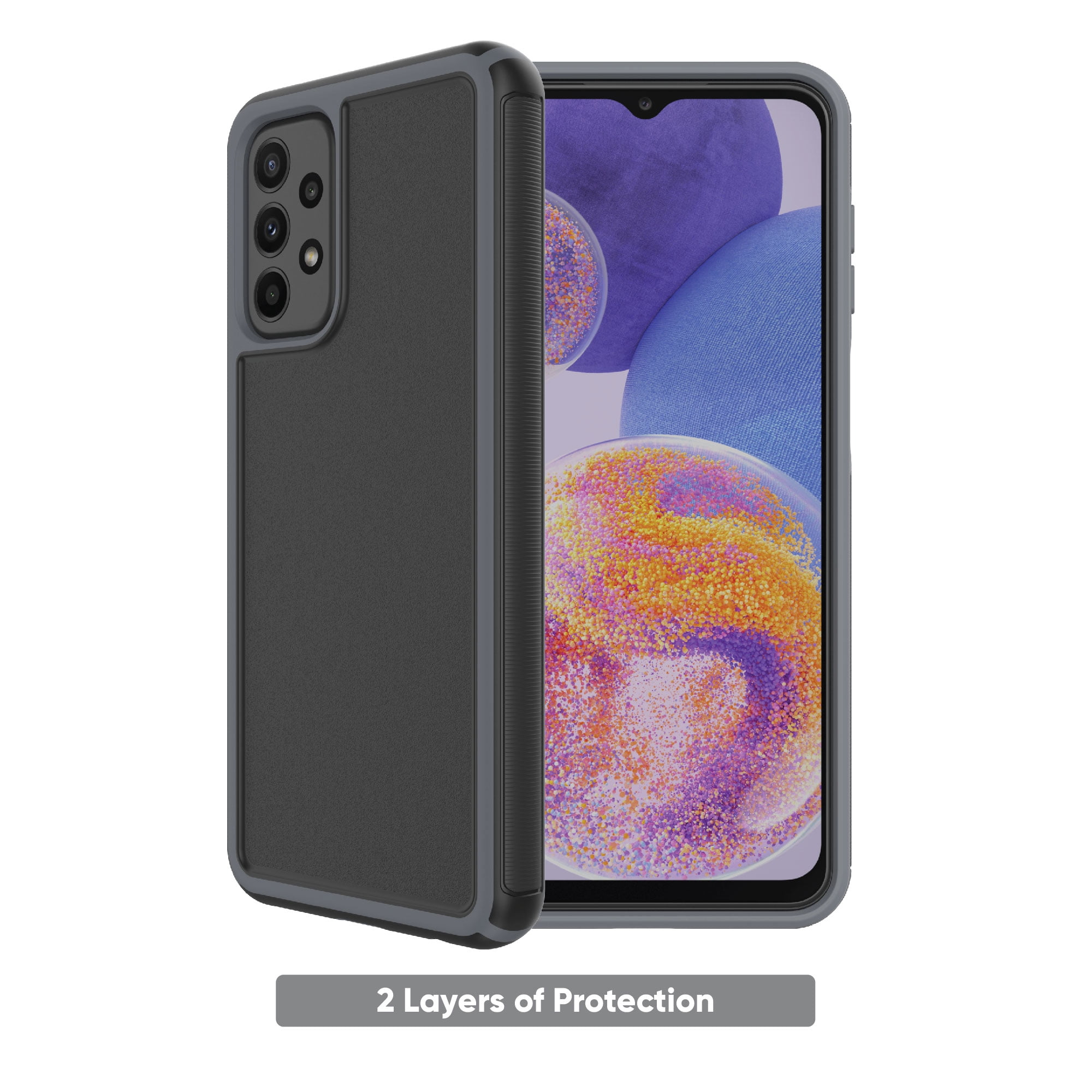 onn. Slim Rugged Phone Case for Samsung Galaxy A23 5G - Black/Gray