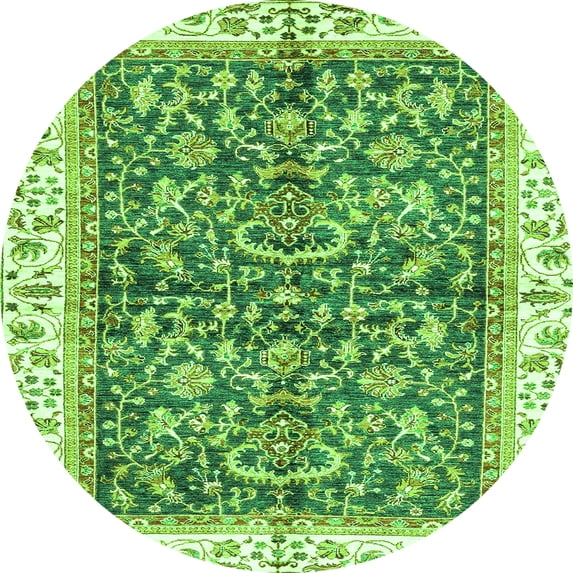 Ahgly Company Indoor Round Abstract Green Modern Area Rugs, 4' Round