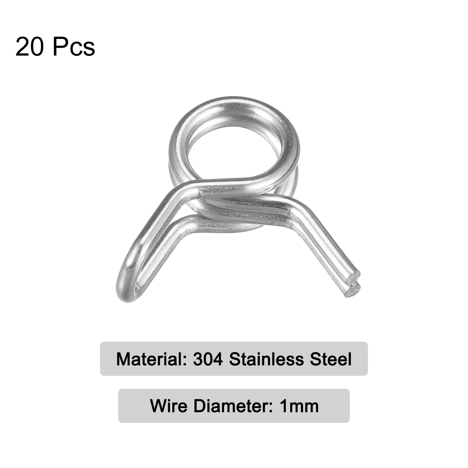 Unique Bargains Double Wire Spring Hose Clamp 304 Fuel Line Clips 0.51"x0.51"x0.18"